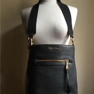Miu Miu Black Crossbody Bag with Gold Accents